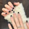 French Rhinestone-embellished Sweet & Edgy Polka Dot Bow Handmade Press-On Nails