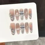 Crystal Ice Fox Cat Eye Light Luxury Handmade Press-on Nails | Long Oval