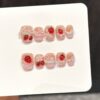 主图-06 Sweet Girly Style Translucent Pink Strawberry Pearl Press-On Nails