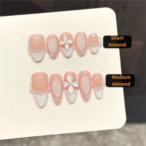 主图-06 French Girly Style Hand-carved Pattern Pearl Press-On Nails