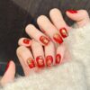 New Year Red Gold Foil Festive Chinese Dragon Firecracker Whitening Press-On Nails