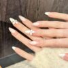 French Girly Style Hand-carved Pattern Pearl Press-On Nails