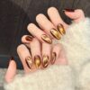 Amber Cat Eye Gilded Glitter Solid Color Press-On Nails