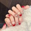 Red Champagne Cat Eye Magic Diamond Short Square & Oval Press-On Nails