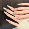 主图-08 Crystal Ice Fox Cat Eye Light Luxury Handmade Press-on Nails | Long Oval