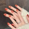 New Year Red Gold Foil Festive Chinese Dragon Firecracker Whitening Press-On Nails