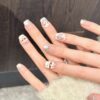 Gentle Style Milk Tea Color Lion Dance Cat Eye Heart Press-On Nails