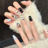 Hand-painted Snowflake Color Block Christmas Bow Press-On Nails
