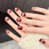 Light Luxury Burgundy Cat Eye Cross Rhinestone Whitening Press-On Nails
