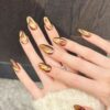 Amber Cat Eye Gilded Glitter Solid Color Press-On Nails