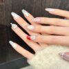 主图-08 Polka Dot Ice Crystal Silver Glitter Red-Black Color Block Press-On Nails