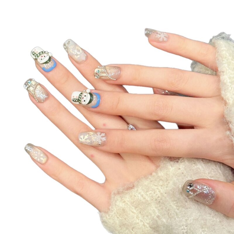 Christmas Snow Translucent Ice Super Sparkle Crushed Diamond Autumn & Winter Press-On Nails