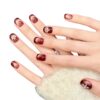 Light Luxury Burgundy Cat Eye Cross Rhinestone Whitening Press-On Nails