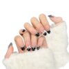 French Rhinestone-embellished Sweet & Edgy Polka Dot Bow Handmade Press-On Nails