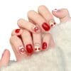 3D Stereoscopic Christmas Snowman & Cherry Cute New Year Red Press-On Nails
