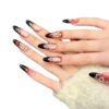 主图-10 Red Glitter Gradient Black Sweet Edgy Rhinestone Cross Press-On Nails