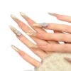 French Elegant Style Nude Brown Cat Eye Rhinestone-embellished Press-On Nails