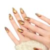 Amber Cat Eye Gilded Glitter Solid Color Press-On Nails