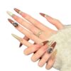 主图-10 French Light Luxury Red-Gold Color Block Rhinestone-embellished Polka Dot Press-On Nails