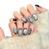 Handmade Ink Blue Super Sparkle Crushed Diamond Winter Press-On Nails