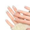 Gentle Style Milk Tea Color Lion Dance Cat Eye Heart Press-On Nails